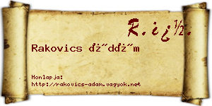 Rakovics Ádám névjegykártya