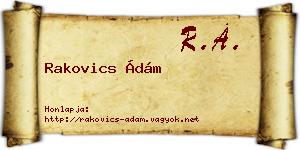 Rakovics Ádám névjegykártya